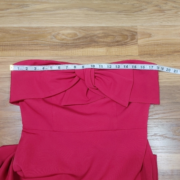 Sam Edelman Red Bow Front Sheath Strapless Dress Size 10 - Picture 3 of 13